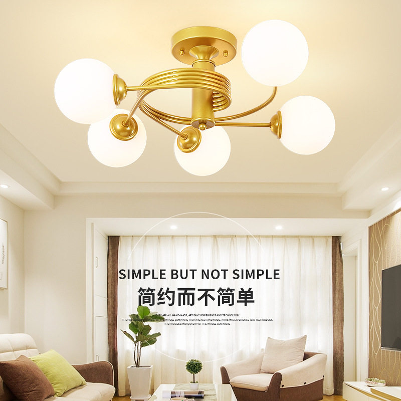 客厅卧室多头圆头LED吸顶灯创意个性金色黑色灯具批发餐厅灯具
