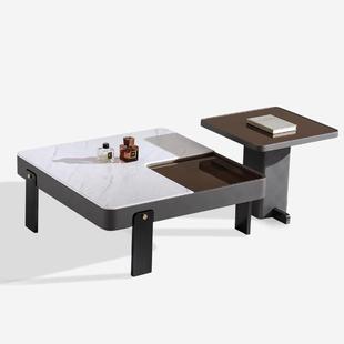 臻优品茶几电视柜组合客厅家用小户型方形后现代高端大理石茶桌