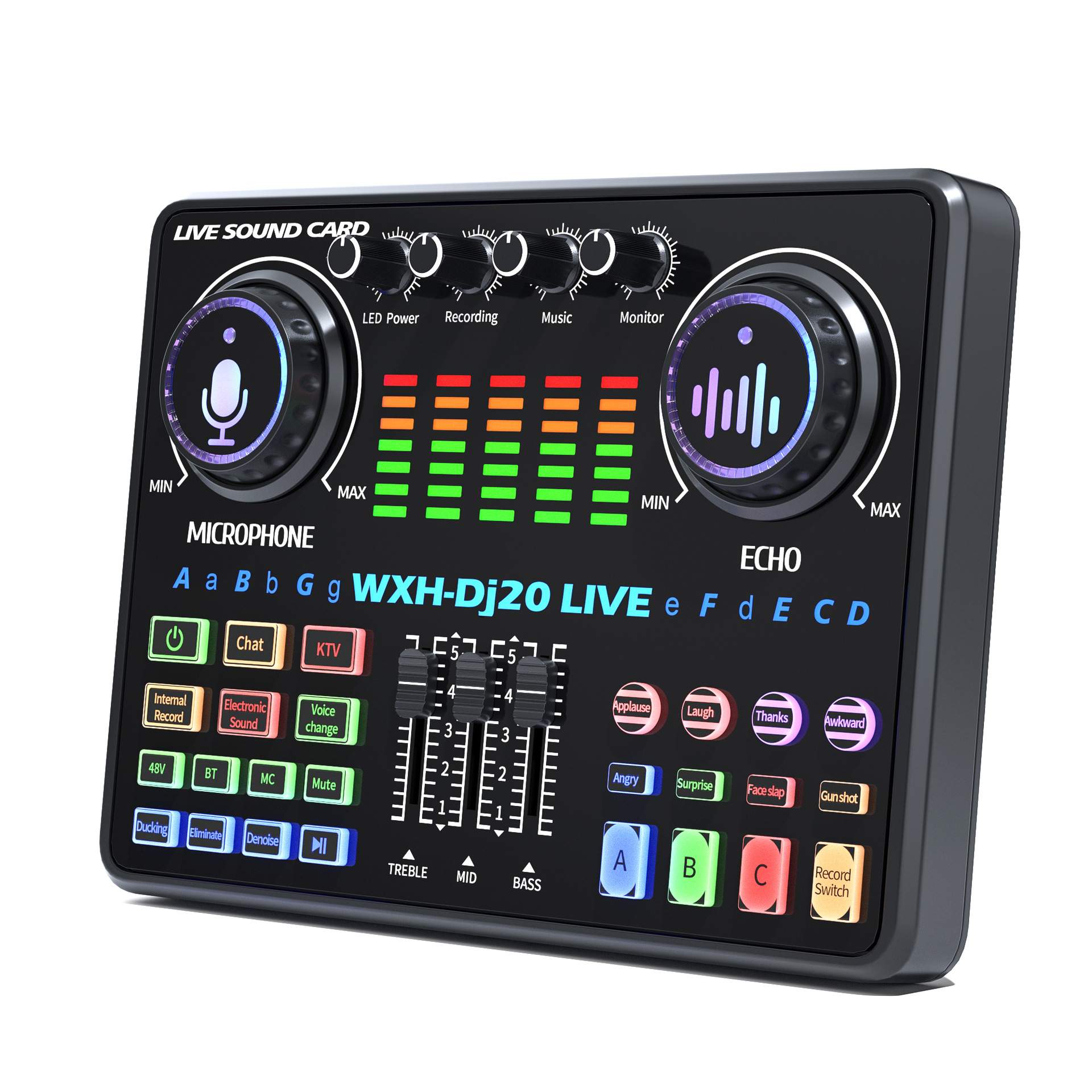 48V麦克风适用于工作室现场声卡直播设备便携式Dj20调音台声卡