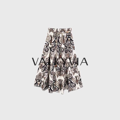 【Valkyvia/悠悠奢品】 莱赛尔复古印花时尚洋气半身裙M26135