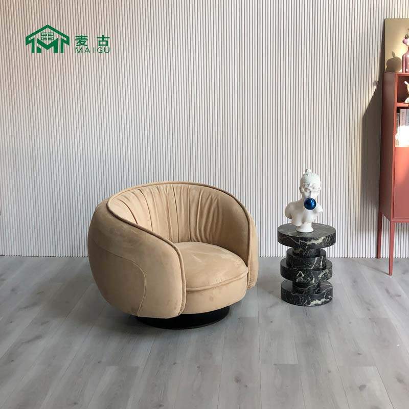 麦古 现代意式简约设计师款里昴布艺单人沙发客厅别墅样板间房