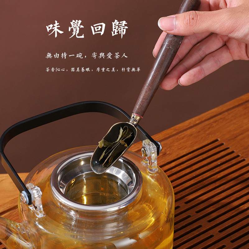 欧式家用多功能茶水分离大容量玻璃茶壶手提透明煮茶壶户外电陶炉