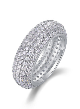 澄一珠宝・S925纯银微镶满钻宽窄排戒轻奢情侣对戒时来运转戒指