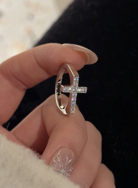 澄一・925银新品极简风ins风十字架元素指环火彩小众设计轻奢女戒