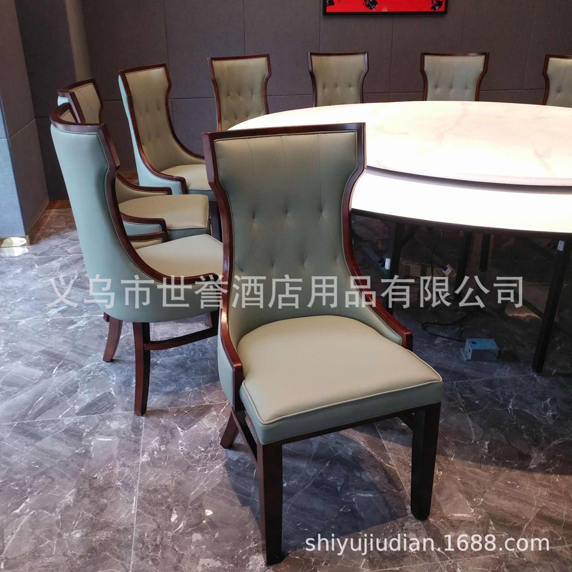 杭州海鲜餐厅桌椅 公司餐厅实木餐椅 单位食堂包厢现代中式餐椅