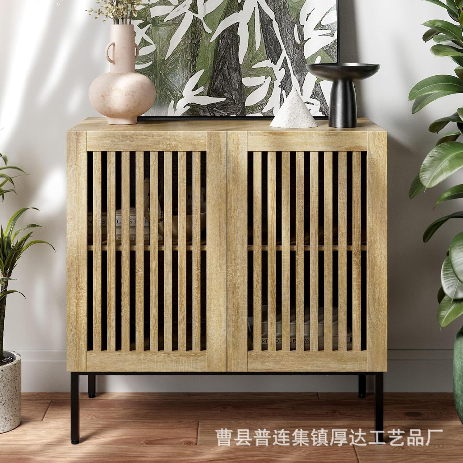 北欧简约实木玄关鞋柜对开门