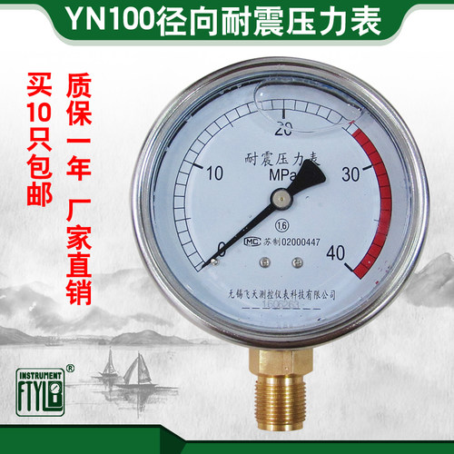 FTYLB无锡飞天直销YN100I 1.6 40MPa气压 油压 抗震耐震压力表