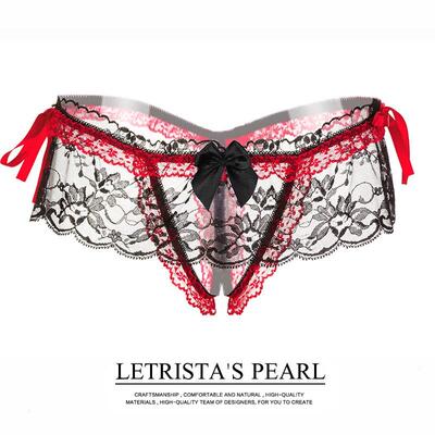 lace open crotch sexy thongs T pants bow T back crotchless b