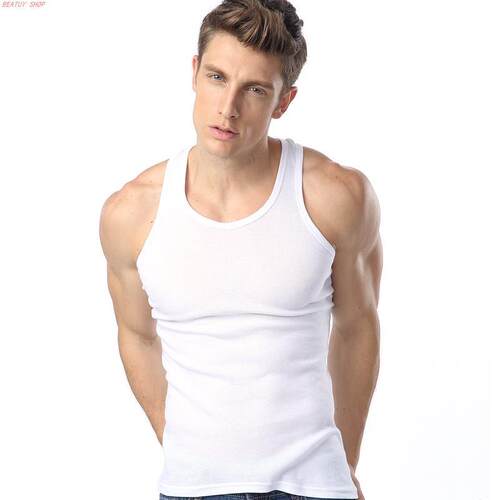 Men TankTop Man Gym clothes Singlet stringer Vest深v背心男棉
