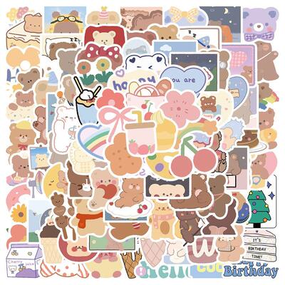 102pcs bear graffiti stickers suitcase notebook guitar water