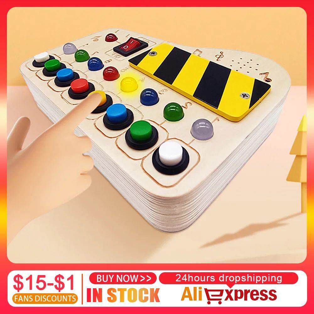 Children Montessori Electronic Busy Board Kids LED Light Swi