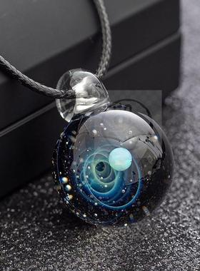 。Star glass ball universe Star Glass Pendant Necklace Brace