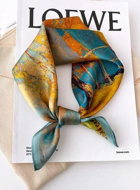 Scarf 100% Silk Bandana Women Square Scarves Wrap Kerchief M