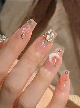 24pcs Wearable Pink Press On Fake Nails Tips With Glue false