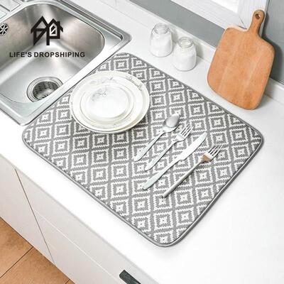 New 1pc Dish Drying Mat For Kitchen Sink Drainer Microfiber