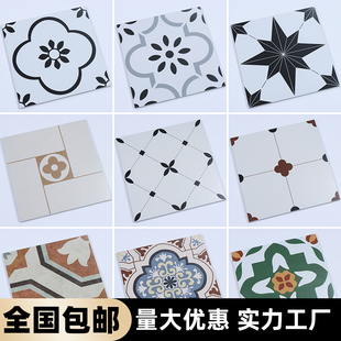 网红ins北欧花砖300x300厨房墙砖卫生间瓷砖浴室防滑阳台地砖黑白