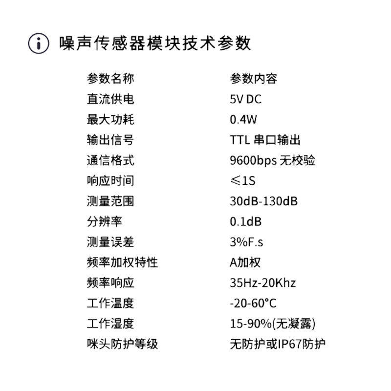 噪声传感器 噪音模块 分贝仪 音量声音二次开发单片机模组ttl232