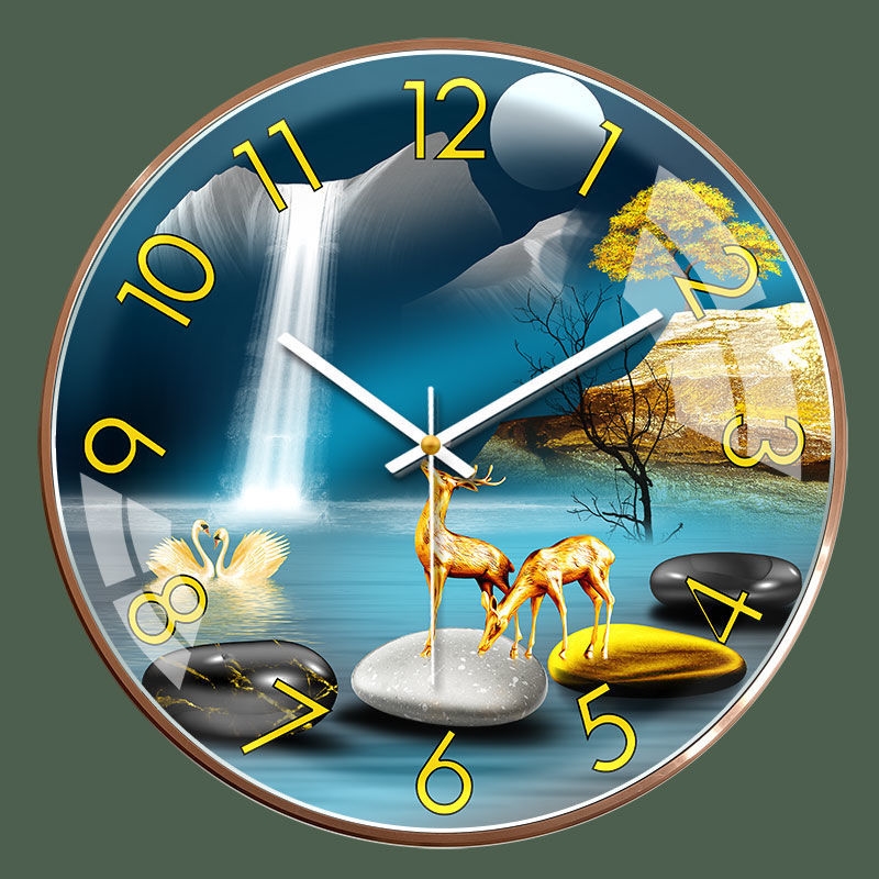 欧式家用挂钟表客厅北欧轻奢卧室挂钟墙上免打孔新B中式挂钟