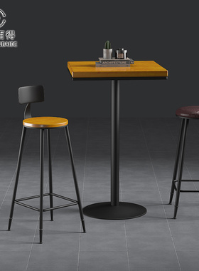 美式吧台椅现代简约酒吧高脚椅子靠背椅复古高脚凳铁艺吧台椅1251
