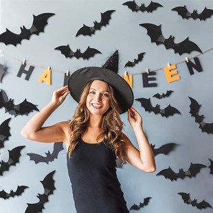 Stickers Black PVC Bat Halloween Ghost Wall