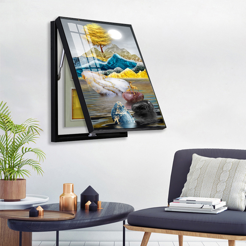 电表装饰画免打孔遮挡配电箱总开关壁画现代简约大气客厅竖版挂画