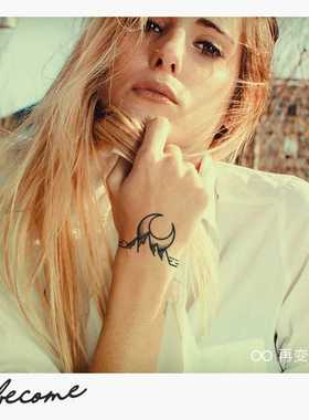 再变@become 山河日月 两周防水半草本植物纹身贴 ins风持久