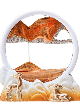 新中式招财鹿流沙画沙漏摆件高档客厅电视柜酒柜办公室桌面装饰品