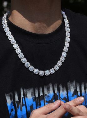 小鬼GAI说唱歌手同款Rap嘻哈ice锁骨链12mm满钻冰糖项链ins男女款