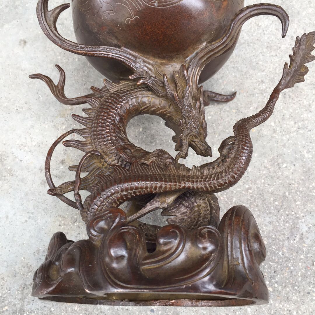 纯铜龙香炉博山炉m仿古铜器香薰炉办公家居玄关装饰工艺品创意摆