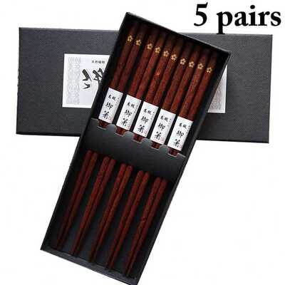好货2019 New 5 Pairs Japanese Korean Reusable Chopsticks Nat