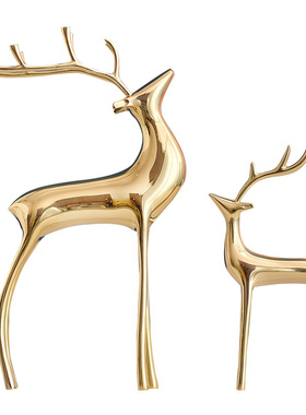 纯铜鹿礼品电视柜现代简约轻奢摆件创意新结婚礼物客厅家居装饰品