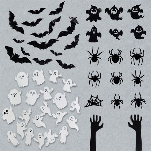 Halloween Decoration 3D Black Bat Spider Ghost Wall Sticker