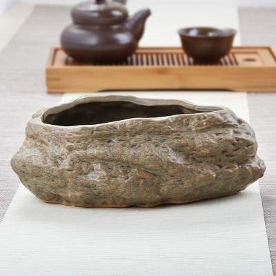 仿石鱼缸迷你小鱼缸小型桌面创意景观办公室微生态鱼缸睡莲盆