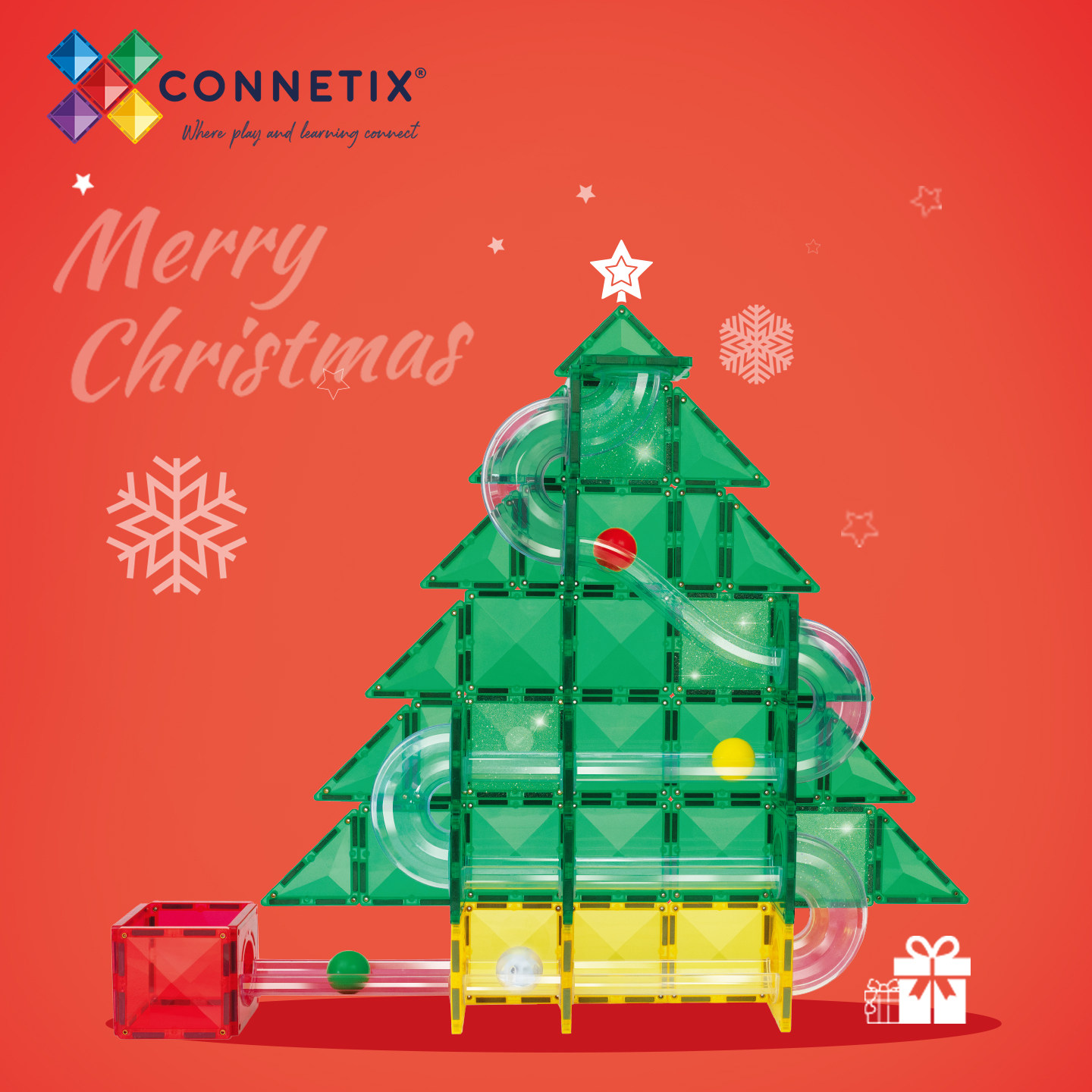 CONNETIX彩窗磁力片圣诞节套装轨道儿童益智玩具积木礼物生日澳洲