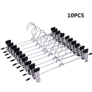 10PCS Metal Pants Skirt Hangers Trouser Stand Holder With 2