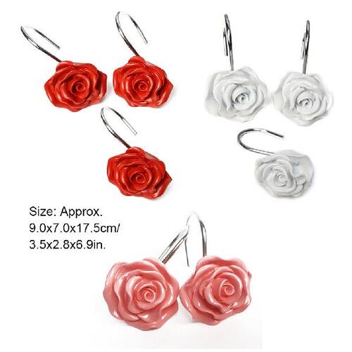 极速1 Set Shower Curtain Hooks Professional Household Rose