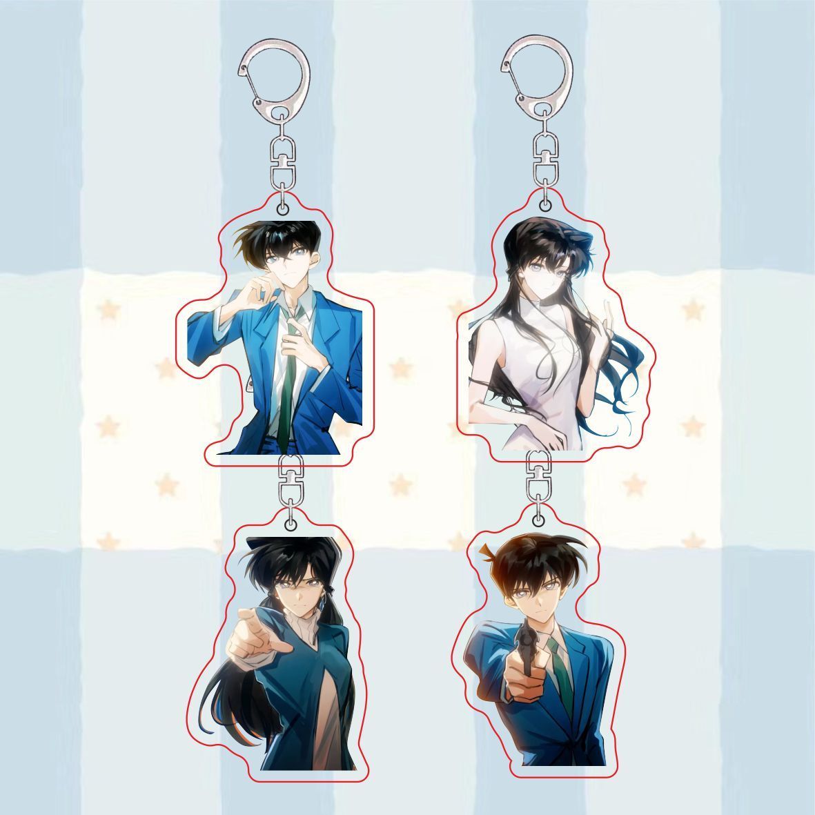 名侦探柯南周边新兰情侣装饰双面亚克力钥匙扣背包挂件动漫小礼物