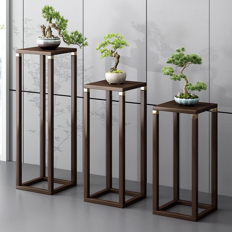 中式复古花架客厅落地式置物架非实木轻奢花台新款室内绿植摆放架