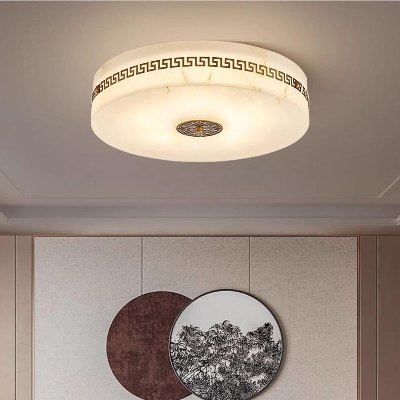 现代简约新中式全铜云石吸顶灯卧室灯书房玄关走廊过道客厅阳台灯