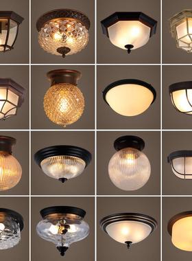 美式吸顶灯欧式创意复古工业风led阳台走廊过道玄关卧室餐厅灯具