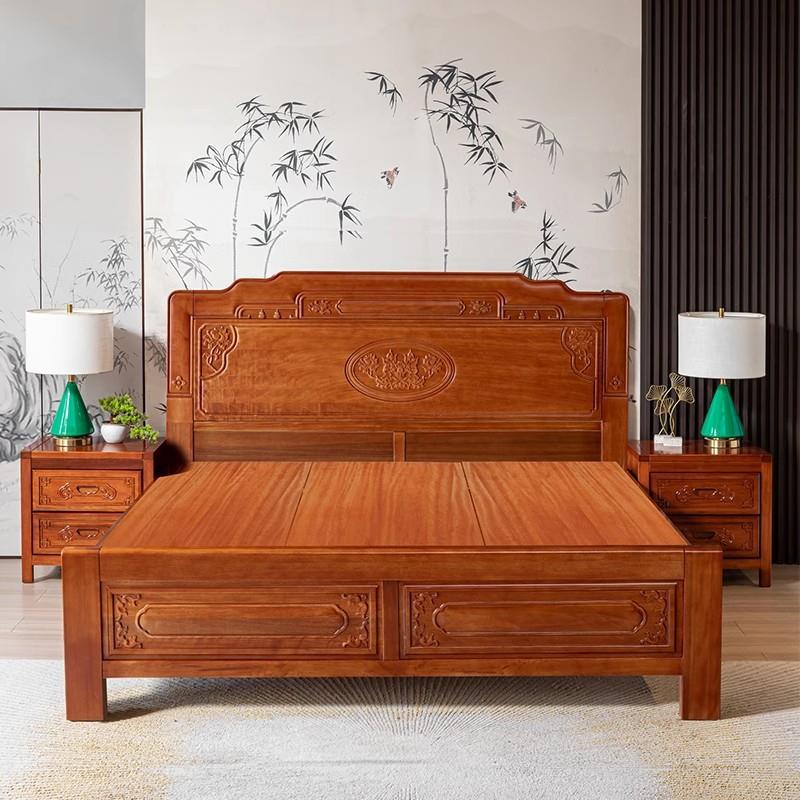 花梨木全实木榫卯床1.8米双人主卧婚床中式仿古菠萝格木床1.5米