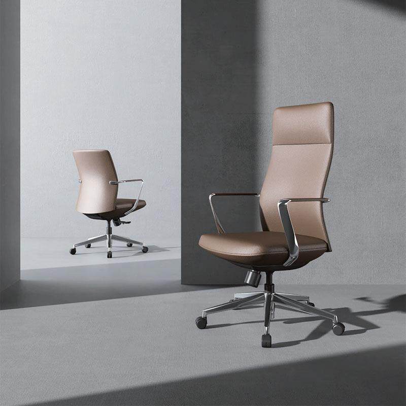 简约真皮大班椅时尚办公高背皮椅现代办公会议转椅人体工学升降椅