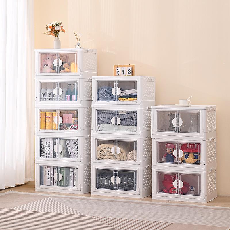 仁盛直销双开门收纳箱塑料盒宝宝玩具衣物杂物储物盒带滑轮