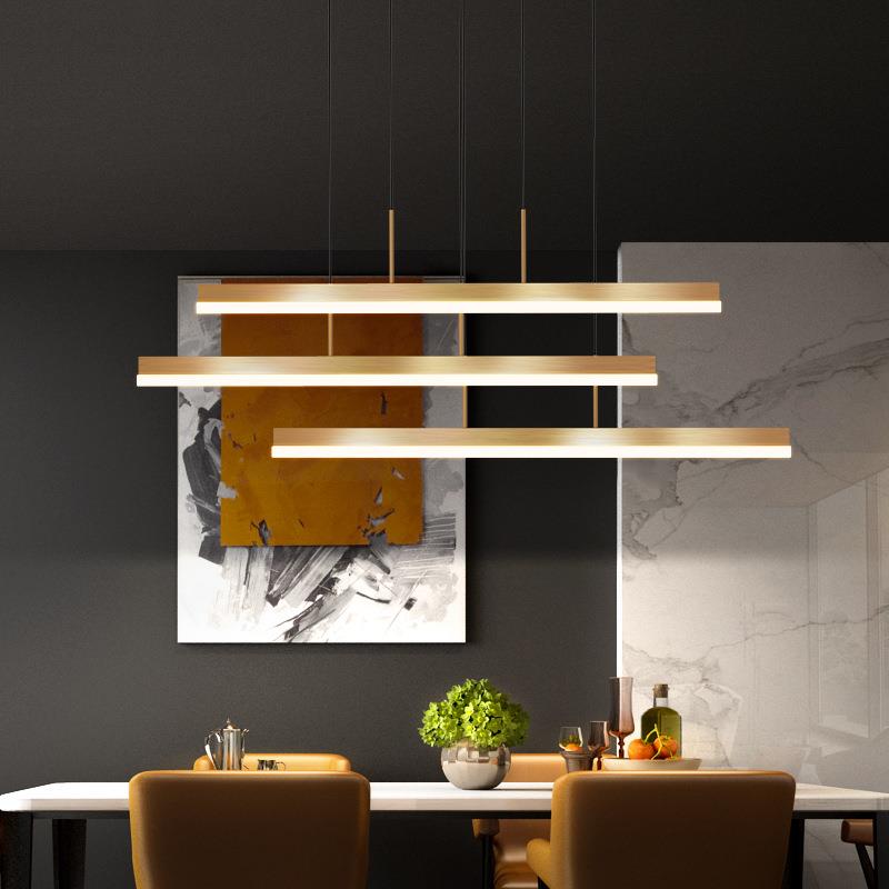 创意餐厅吊灯具简约现代长方形饭厅灯led客厅灯书房灯个性吧台灯
