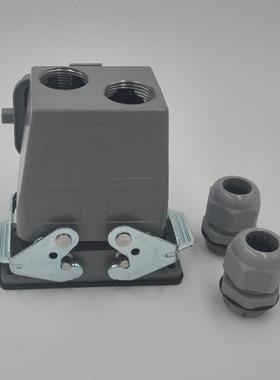 直销重载连接器航空插头连接器10芯双出线口矩形插头