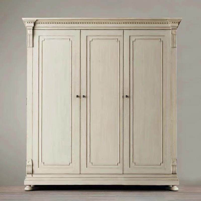 法式实木衣柜双开门衣橱美式复古橡木收纳柜卧室小户型挂衣柜