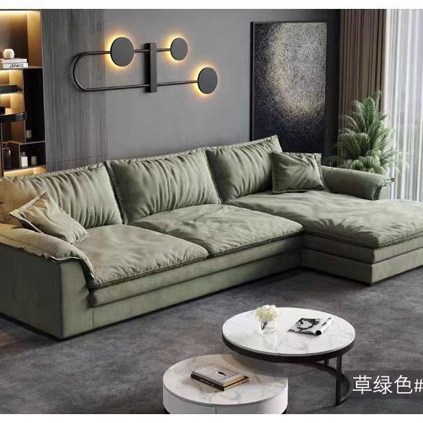 意式轻奢懒人布艺沙发现代简约小户型客厅极简超宽网红磨砂布沙发