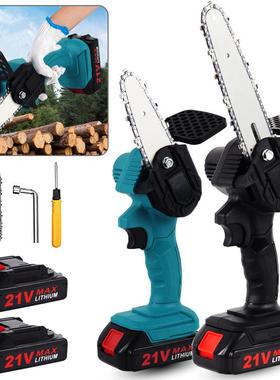 迷你4寸电链锯充电式电锯伐木砍树家用小型电动手锯锂电修枝锯