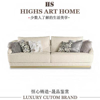 robertocavalli高端创意束腰真皮沙发意大利别墅客厅轻奢双人沙发