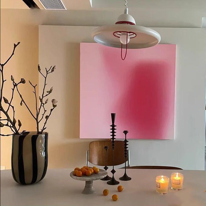 现代简约装饰画客厅轻奢高级感餐厅多巴胺粉色无框挂画法式奶油风